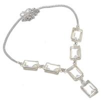 White Topaz Handmade 925 Sterling Silver Jewelry Necklace 18  B8u00