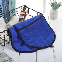 Pet Towel Quick Dry Dog Towel Bath Robe Soft Fibre Absorbent Cat Bath Towel Convenient Pet Cleaning Washcloth Pet Accessories mėlyna