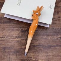 Wooden Cartoon Pen Colored Animal Model Carving Neutral Pen Wooden Creative Office Supplies Student Gifts Spotted Deer