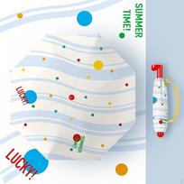 Animacinis skėtis nuo saulės ir lietaus suaugusiems ir vaikams, asmeninis skėtis kelionėms, paplūdimiui Blue Colorful Dots