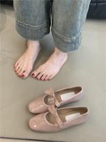Ballet yoga bow strap single shoes women's spring and autumn flat beanie shoes ladyshoes grandma shoes 35 rožinė
