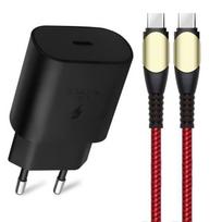 25W Fast Charger - Xiaomi - 1M USB-C Cable - Red Nylon - Compatible Redmi Note 10/11/12 juoda