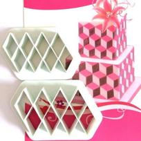 2pcs Lattice Plastic Fondant Cutter Cake Mold Fondant Cupcake Decors Tools SET