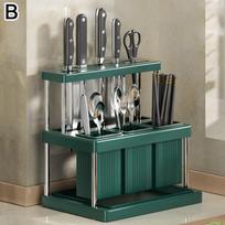 Kitchen Knife Holder Multi-Function Cutter and Cutlery Drainer Rack Kitchen Cutlery Holder Spoon Fork Chopstick Storage Rack 23x16x25 cm