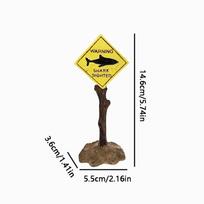 1PC Aquarium Landscape Decoration, Yellow Shark Warning Sign, Fun Aquarium Landscape Decoration