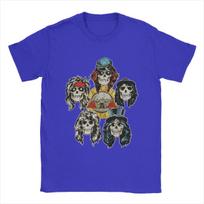 Guns N Roses Skull Heads T-Shirts Men Fashion Cotton Tees Round Neck Short Sleeve T Shirt Gift Idea Clothes S mėlyna
