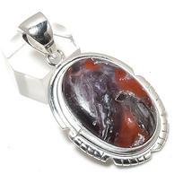 Laguna Lace Agate Gemstone Handmade 925 Sterling Silver Pendant 2.05  C9u39