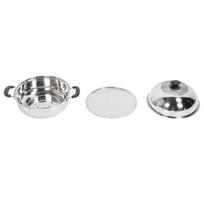 Stainless Steel Steam Pot with Lid Thickened Multipurpose 2 Tier Steaming Cookware for Fish Seafood
