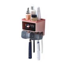 Toothbrush Shelf Punch Free Wall Mounted Mouthwash Cup Holder Toilet Storage Rack Pink 2 Cups rožinė