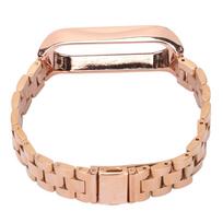 Smartwatch Wrist Band Strap Stainless Steel Anti Lost with Double Latch Folding Buckle for Mi Band rožinio aukso spalvos