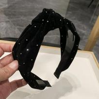 PROLY New Fashion Headband For Women Wide Side Hairband Autumn Center Knot Rhinestone Headwear Adult Hair Accessories