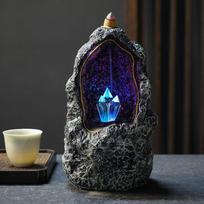 Kūrybinga fantazija Krištolo urvas LED ornamentai Atgalinio srauto smilkalų degiklis Krioklys Smilkalų kūgeliai Smilkalinė Dekoracija black