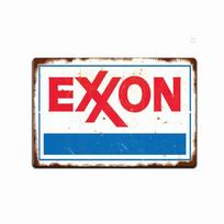 Skardinis ženklas Exxon Aliejus Dujos Rustic Degalinė Metalinis Ženklas Dekoras Garažas Auto Servisas