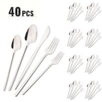 40pcs Rose Gold Dinnerware Set Mirror Fork Knife Spoon Tableware Western Stainless Steel Cutlery Set Dessert Fork Spoon Flatware sidabras