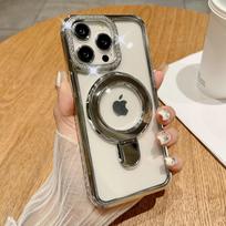 Suitable for Iphone15 Phone Case, Lens Flash Diamond, Apple 14promax, Gradient Feather, 13 Metal Stand, Hard Shell Apple 15