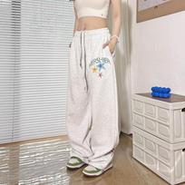 American Star Women's Plus Size Cotton Wide-Leg Sweatpants - Casual, Versatile, High Street Style for Spring and Autumn M