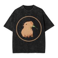 Capybara Rodent Animal Lovers Humor T Shirt  Hipster T-Shirts Short Sleeve Y2K Fun Tops Summer Cotton O Neck Tees S
