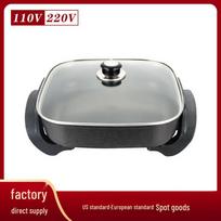Square Multifunctional Electric Hot Pot & Fryer (110V, US Standard) EU Standard 220V pilka spalva