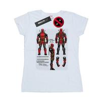 Marvel Womens/Ladies Deadpool Action Figure Plans Cotton T-Shirt XXL balta