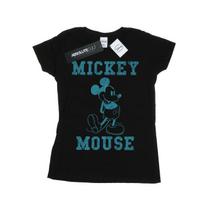 Disney Womens/Ladies Mickey Mouse Distressed Kick Mono Cotton T-Shirt S juoda