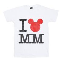 Disney Womens/Ladies Mickey Mouse I Love Mickey Cotton Boyfriend T-Shirt S balta