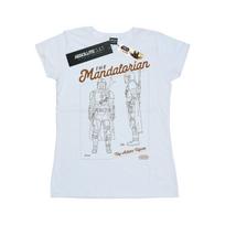 Star Wars Womens/Ladies The Mandalorian Action Figure Cotton T-Shirt XL balta