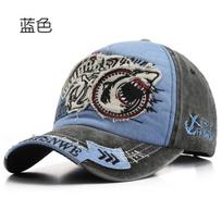 New embroidered shark denim cap washed trendy personalized baseball cap sunshade sun protection cap Adjustable