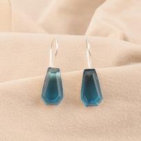 Swiss Blue Topaz Gemstone 925 Sterling Silver Jewelry Handmade Earrings 1.26  EE-138-8