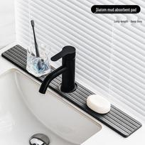 Diatom Mud Quick-Dry Sink Pad - Absorbent Faucet & Basin Mat for Kitchen & Bathroom 60 x 10 cm gray