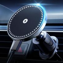 Magnetinis belaidis automobilinis telefono įkroviklis adapteris 15W oro ventiliacijos angos automobilinis telefono laikiklis iPhone 16 15 14 13 Pro Max Plus 12 white