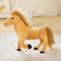 Simulation pony black horse doll plush toy white horse doll children's rag doll boy birthday gift 26*32cm（0.25kg） šviesiai ruda spalva