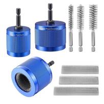 Copper Pipe Hex 72A Steel Wire Shank Replaceable Cleaner Set with Brush Heads Threaded Design Prevents mėlyna
