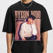 2026 riboto leidimo Seok Byeon Woo Kdrama Korėjietiška pop muzika Marškinėliai Vintage gatvės stiliaus trumpomis rankovėmis Marškinėliai XL