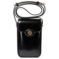 Tory Burch Robinson Velvet Finish Patent Leather Shoulder Phone Bag Women bags Black 156747001 Basic Set (Bag+Dust Bag)