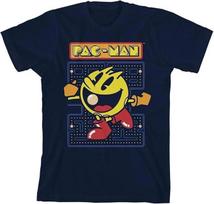 Youth Boys Pac-Man Retro Video Game Navy Graphic Shirt New X-Small XL