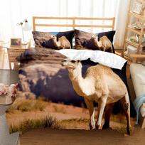 Camel King Queen Duvet Cover Tropical Desert Animals Bedding Set Lovely Wildlife Quilt Cover 2/3Pcs Polyester Comforter Cover EU single(135x200cm)
