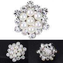 Women Elegant Rhine stone Flower Wedding Bridal Scarf Brooch Pin