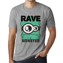Men’s Vintage Tee Shirt Graphic T Shirt Rave Monster Grey Marl XS viržių pilka spalva