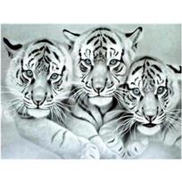 Full 5D Diy Diamond Painting Three White Tigers Embroidery Cross Stitch Home Decor Handmade Gift 25x30cm gray