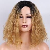 MISS WIG Blondinis trumpas garbanotas perukas Minkštas sintetinis perukas Cosplay vakarėlis moterims wig&wig cap auksas