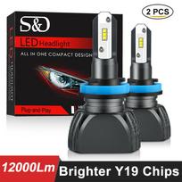Automobilio priekinių žibintų lemputės be ventiliatoriaus H4 LED H7 H1 H3 H8 H9 H11 9005 9006 880 881 H27 HB3 HB4 12000lm 4300K ​​geltonas rūko žibintas vairavimo žibintas H1 balta