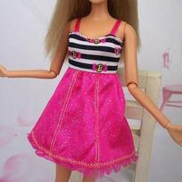 One Piece Causal Doll Clothes For Barbie Dolls Clothes For 1/6 BJD Dolls Short Dresses Vestido Clothes Best Present Kids Toy rožinė