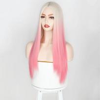 MERISIHAIR ilgi banguoti sintetiniai perukai Ombre Blonde Rožinis perukas moterims Cosplay Natural Vidurinės dalies plaukų perukas Aukštos temperatūros pluoštas beige