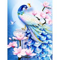 Diamond Painting Full Round Square Animal 5D Diamond Embroidery Peacock Mosaic Cross Stitch Handmade Gift Full Round 20X30CM raudona