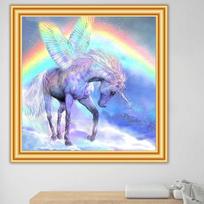 Diamond Embroidery Rainbow unicorn 5d Diamond Painting Cross Stitch Full Square/Round Animal Mosaic Picture Of Rhinestones Decoration Full Round 30X30CM blue