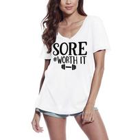 Ultrabasic Moteriški naujovės marškinėliai „Sore Worth It“ – marškinėliai trumpomis rankovėmis S balta