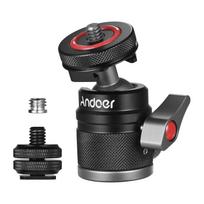 Andoer Mini Ball Head Adapter Monitor Mount Cold Shoe Adapter 360 degrees  Rotating Aluminum Alloy 1/4 Inch juoda
