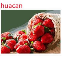 Huacan DIY 5D Full Drill Diamond Painting strawberry Art Embroidery Cross Stitch Mosaic Home Decor Gift Full Square 20*30 cm red