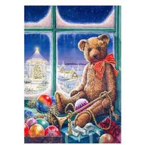„Huacan“ viso kvadrato/apvalaus deimantinio siuvinėjimo paveikslas „Bear“, „pasidaryk pats“ deimantų mozaikos kalėdiniai dekoratyviniai paveikslai Full Square 20*30 cm gray
