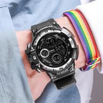 Mens Multifunctional Electronic Watch Fashion Silicone Strap Black LED Digital Sport Watch Luminous Waterproof balta